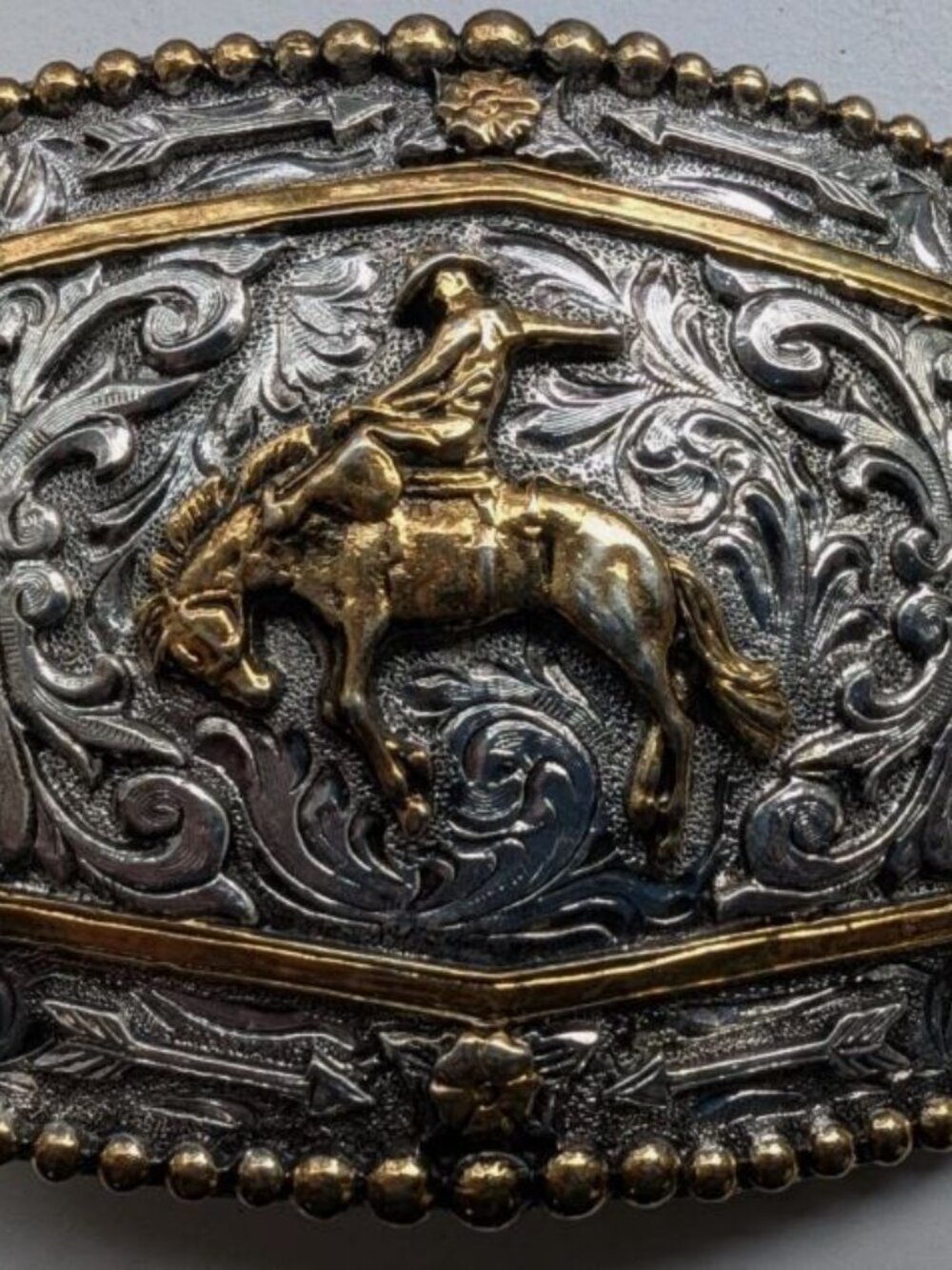 Metallic Bucking Bronco Belt Buckle